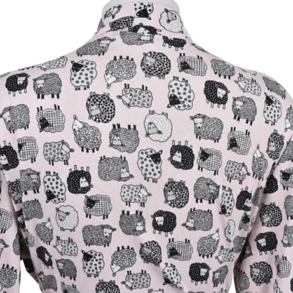 jo.sh Sheep Pink Housecoat Robe  Lightweight Size Large - Picture 7 of 9